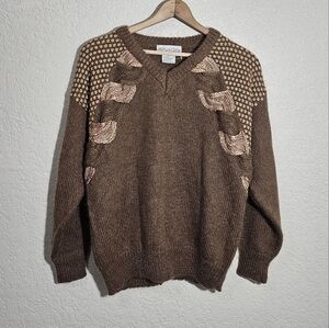 Vintage Alexa Grace Wool Blend Brown/Gold Knit Sweater